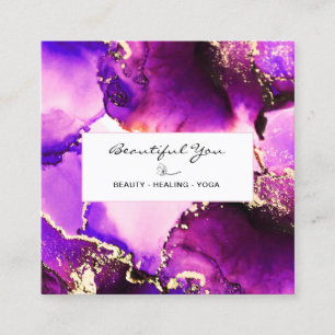 *~* Haar Nails Lashes Floral Magenta Gold Reiki Vierkante Visitekaartje