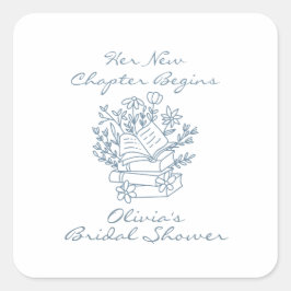 Haar Nieuwe Hoofdstuk Begint Boek thema Bruidsuits Vierkante Sticker
