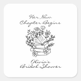 Haar Nieuwe Hoofdstuk Begint Boek thema Bruidsuits Vierkante Sticker
