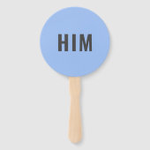 Haar of hem? | Bride Groom Pink Blue Weddenschap Handwaaier (Achterkant)