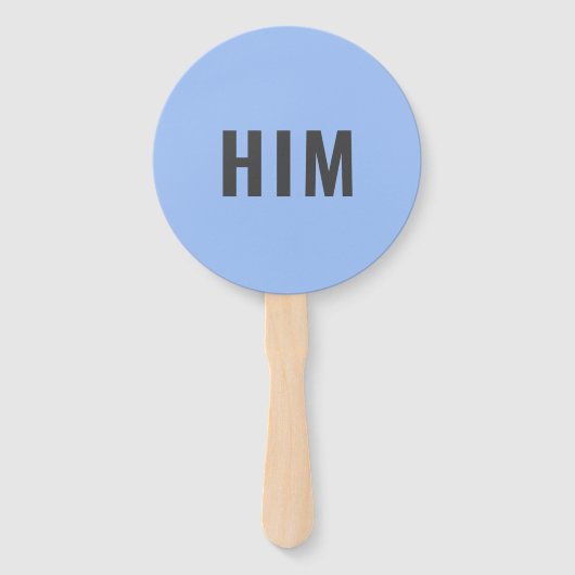 Haar of hem? | Bride Groom Pink Blue Weddenschap Handwaaier (Achterkant)