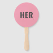 Haar of hem? | Bride Groom Pink Blue Weddenschap Handwaaier (Voorkant)