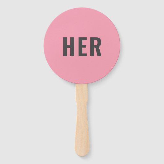 Haar of hem? | Bride Groom Pink Blue Weddenschap Handwaaier (Voorkant)