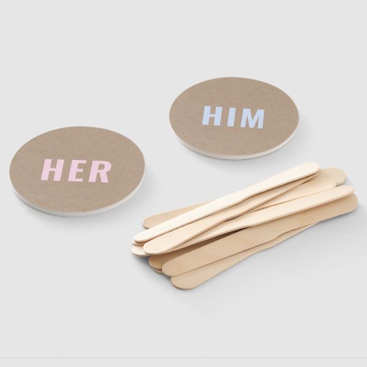 Haar of hem? Bride Groom Rustic Kraft Wedding Game Handwaaier (Niet-gemonteerd)