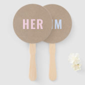 Haar of hem? Bride Groom Rustic Kraft Wedding Game Handwaaier (Voorkant en achterkant)
