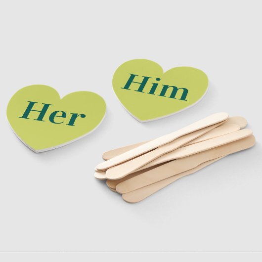 Haar of hem? | bruid bruidegom retro bruiloft spel handwaaier (Niet-gemonteerd)