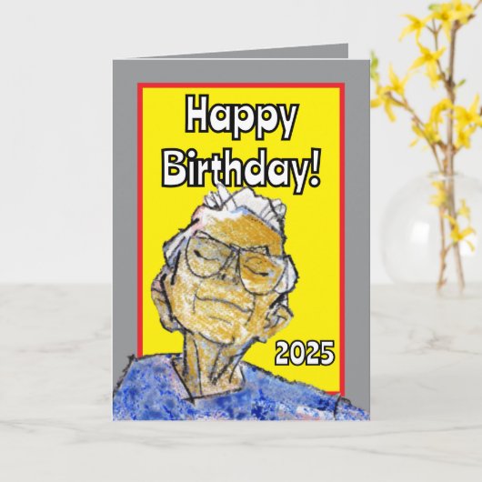 Haar ogen laten rusten, gelukkige verjaardag kaart (Gele Bloem)