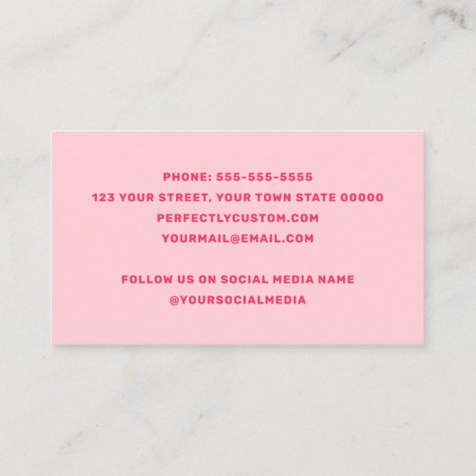 Haar op naam retro roze of elke kleur sunburst visitekaartje (Achterkant)