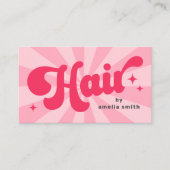 Haar op naam retro roze of elke kleur sunburst visitekaartje (Voorkant)