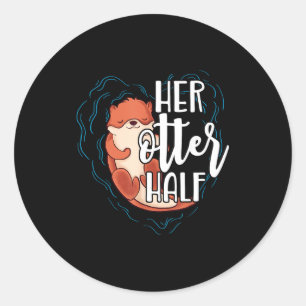 Haar Otter Helft Stomme Romantische Koppel Valenti Ronde Sticker
