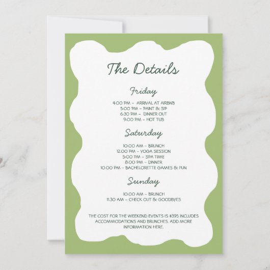 Haar perfecte Matcha groene thee vrijgezellenweeke Kaart (Achterkant)