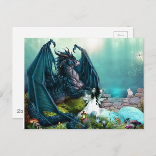 Haar Pet Fantasy Dragon en Fairy Briefkaart (Voorkant / Achterkant)