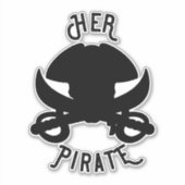 Haar Pirate Crossbones Skull & Sword Black Sticker (Voorkant)