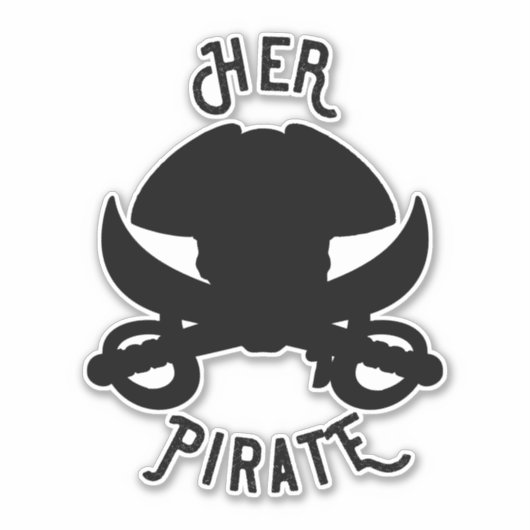 Haar Pirate  Crossbones Skull & Sword Black Sticker (Voorkant)