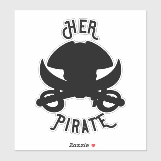 Haar Pirate Crossbones Skull & Sword Black Sticker (Vel)