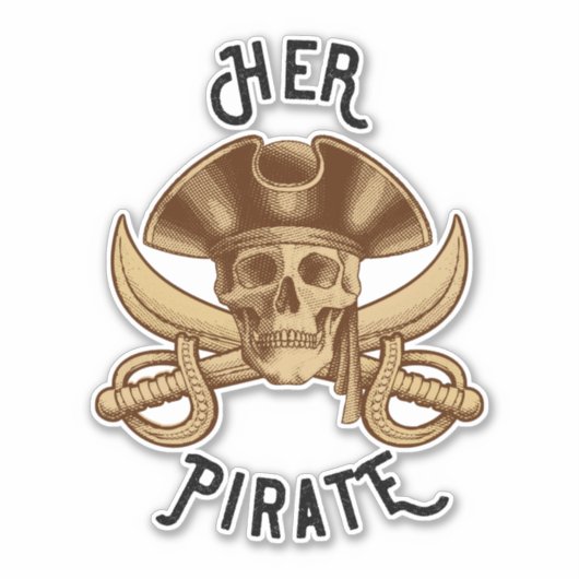 Haar Pirate  Crossbones Skull & Sword Sticker (Voorkant)