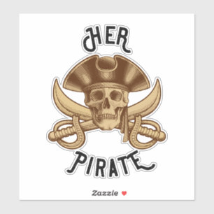 Haar Pirate  Crossbones Skull & Sword Sticker