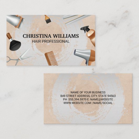 Haar Professioneel Gereedschap | Stylist Barber Visitekaartje (Voorkant / Achterkant)