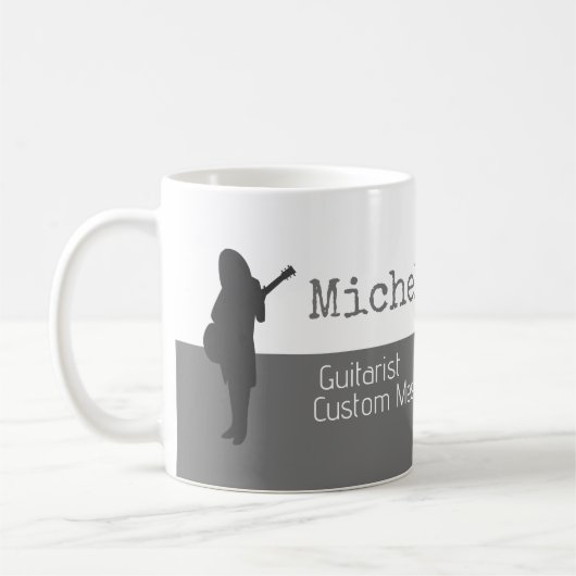 haar professionele (gitarist) half-grijs half-wit koffiemok (Links)
