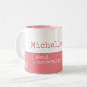 haar professionele halfroze halfwitte tweekleurige koffiemok (Voorkant links)