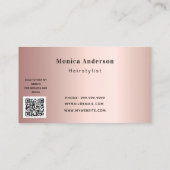 Haar roos Gold blush elegant QR code script Visitekaartje (Achterkant)