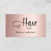 Haar roos Gold blush elegant QR code script Visitekaartje (Voorkant)