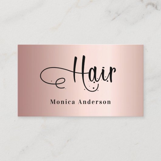 Haar roos Gold blush elegant QR code script Visitekaartje (Voorkant)