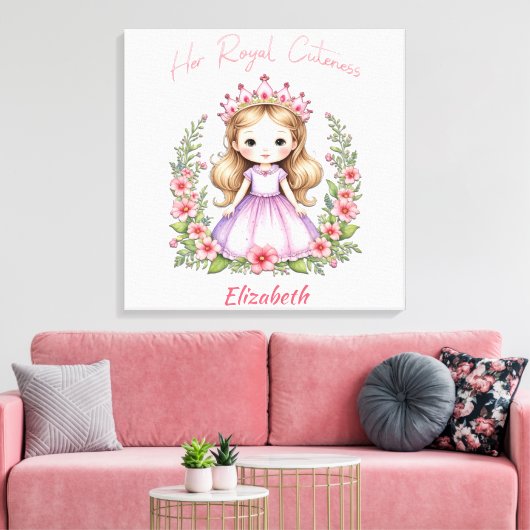 Haar Royal Cuteness Pink Princess Canvas Print (Insitu (Woonkamer))