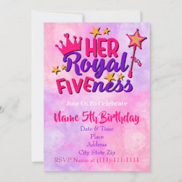 Haar Royal Fivity Birthday Invitation Sjabloon Kaart