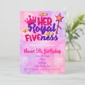 Haar Royal Fivity Birthday Invitation Sjabloon Kaart (Staand voorkant)