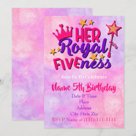 Haar Royal Fivity Birthday Invitation Sjabloon Kaart
