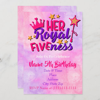 Haar Royal Fivity Birthday Invitation Sjabloon Kaart