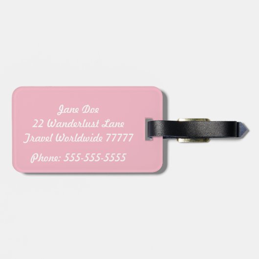 Haar Roze en Witte Bagagelabel (Achterkant horizontaal)