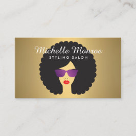 Haar Salon Beauty Meisje met Afro op Faux Gold Visitekaartje