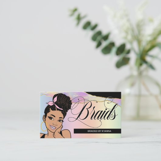 Haar Salon, Braid Stylist, Braiding,  pasta Visitekaartje (Staand voorkant)