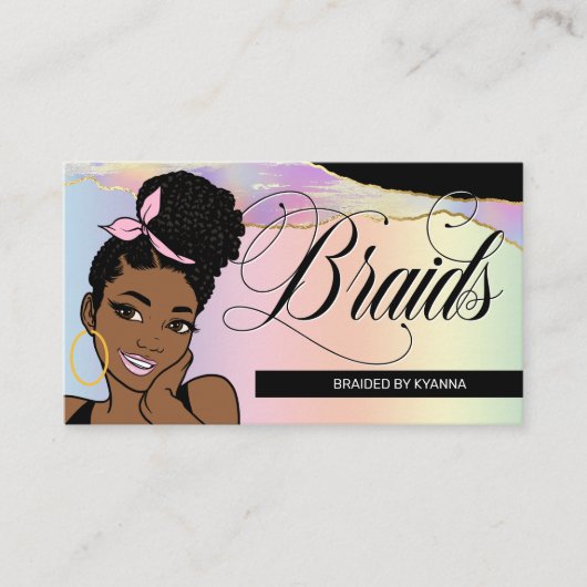 Haar Salon, Braid Stylist, Braiding, pasta Visitekaartje (Voorkant)