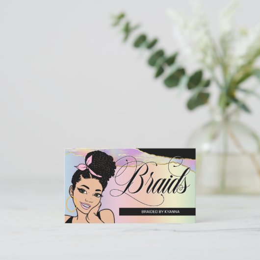Haar Salon, Braid Stylist, Braiding,  pasta Visitekaartje (Staand voorkant)