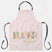 Haar salon haarstylist's naam chique typografie lo schort (Voorkant)