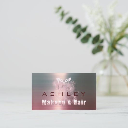 Haar Salon Make-up Artiest Afspraak Burgund Grey Visitekaartje (Staand voorkant)