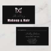 Haar Salon Make-up Artiest Afspraak Roze Zwart Visitekaartje (Voorkant / Achterkant)