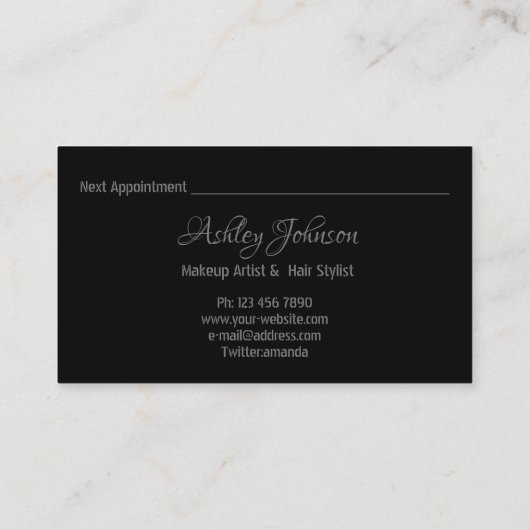 Haar Salon Make-up Artiest Afspraak Roze Zwart Visitekaartje (Achterkant)