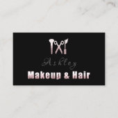 Haar Salon Make-up Artiest Afspraak Roze Zwart Visitekaartje (Voorkant)