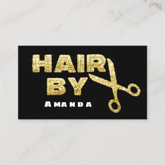 Haar Salon Make-up Artiest Goud Zwart Wit Visitekaartje (Voorkant)
