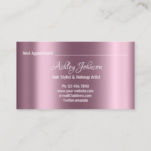 Haar Salon Make-up Lash Afspraak Paarse Roos Visitekaartje (Achterkant)