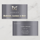 Haar Salon Make-up Lash Afspraakkaart Grijs Goud Visitekaartje (Voorkant / Achterkant)
