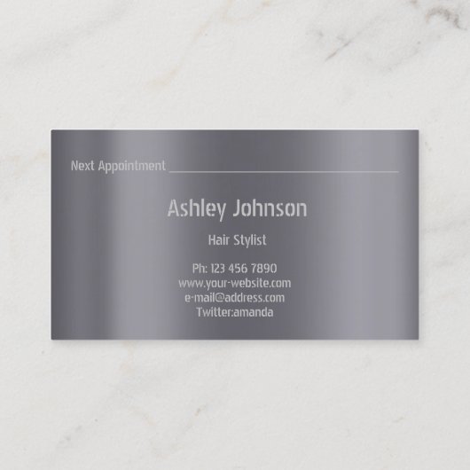 Haar Salon Make-up Lash Afspraakkaart Grijs Goud Visitekaartje (Achterkant)
