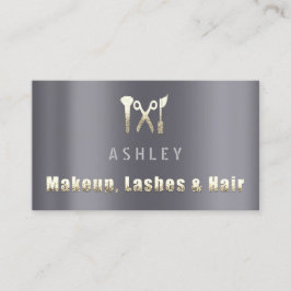 Haar Salon Make-up Lash Afspraakkaart Grijs Goud Visitekaartje