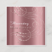 Haar Salon Salon Afspraakkaart Roze Elegant Vierkante Visitekaartje (Voorkant)