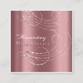 Haar Salon Salon Afspraakkaart Roze Elegant Vierkante Visitekaartje