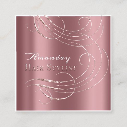 Haar Salon Salon Afspraakkaart Roze Elegant Vierkante Visitekaartje (Voorkant)